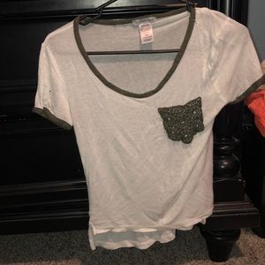 White and army green top